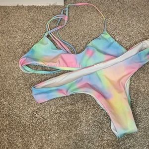 Plumeria swimwear rainbow bikini